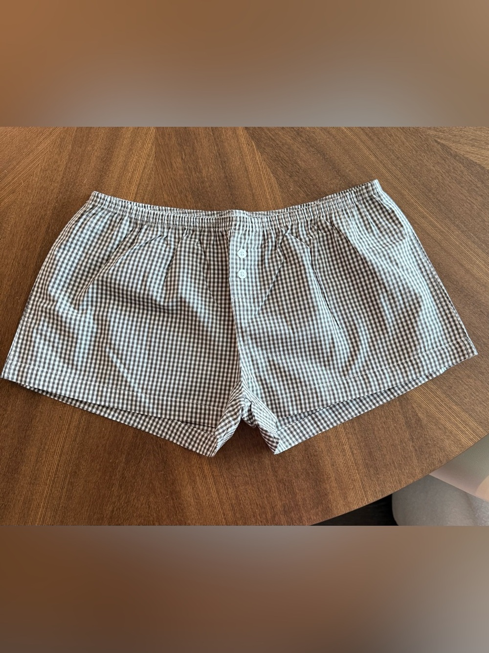 Daily Drills Mocha & White Gingham Micro Shorts